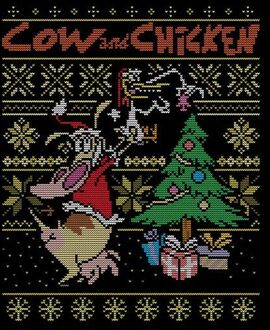 Cow and Chicken Cow And Chicken Kerstmis Dames T-Shirt - Zwart - XL