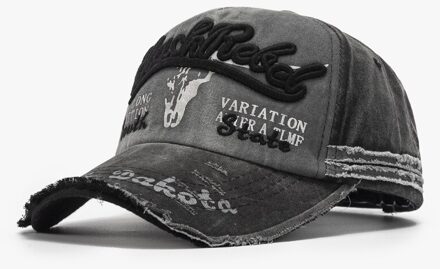 Cowboy Gemaakt Oude Hoed Mannen En Vrouwen Lente En Zomer Individuele Baseball Cap Gewassen Veer Randen Cap 21A036Black