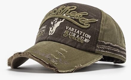 Cowboy Gemaakt Oude Hoed Mannen En Vrouwen Lente En Zomer Individuele Baseball Cap Gewassen Veer Randen Cap 21A036Retro groen