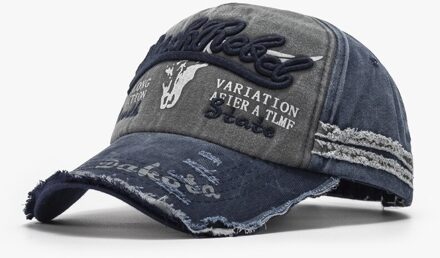 Cowboy Gemaakt Oude Hoed Mannen En Vrouwen Lente En Zomer Individuele Baseball Cap Gewassen Veer Randen Cap 21A036Tibetan cyaan