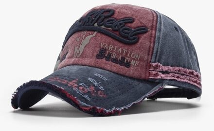 Cowboy Gemaakt Oude Hoed Mannen En Vrouwen Lente En Zomer Individuele Baseball Cap Gewassen Veer Randen Cap 21A036Wine rood