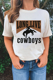 Cowboy Graphic Relaxed Fit T-shirt - maat L Ivoor