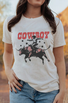 Cowboy Graphic T-shirt - maat S Ivoor