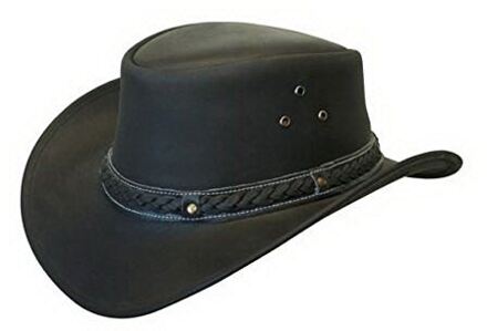 Cowboy Outback echt leer Aussie Bush Hat Zwart