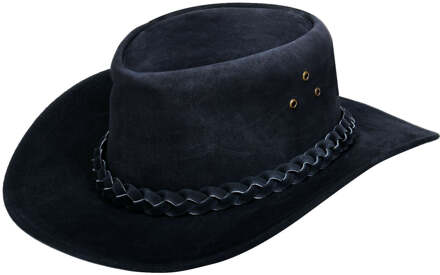 Cowboy Outback Suede Aussie Bush Hat Zwart