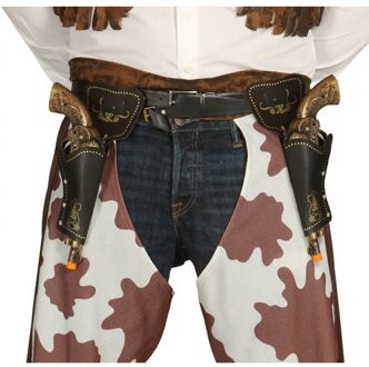 Cowboy pistolen set - Dubbele revolver holsters inclusief pistolen - 29 cm - volwassenen