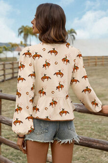 Cowboy Print Stropdas V-hals Blouse Ivoor