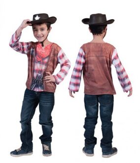 Cowboy shirt met 3D print voor kids 4-5 jaar