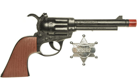 Cowboy speelgoed pistool - 24 cm - met sheriff ster - Cowboy verkleedaccessoires wapen Multi