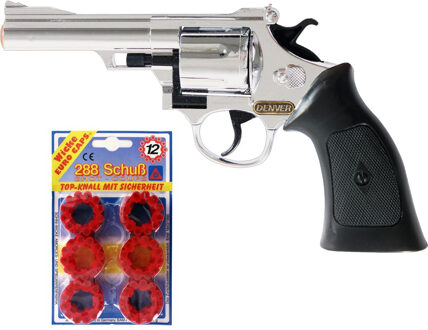 Cowboy speelgoed verkleed revolver/pistool - metaal - 12 schots plaffertjes - met 288 schoten