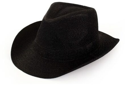 Cowboy verkleed hoed zwart glitter voor volwassenen