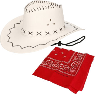 Cowboy verkleed set Cowboyhoed met rode western zakdoek