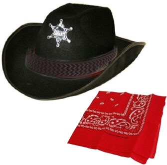 Cowboy verkleed set Cowboyhoed met rode western zakdoek