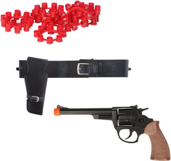 Cowboy verkleed speelgoed revolver of pistool - met 192 plaffertjes - met holster