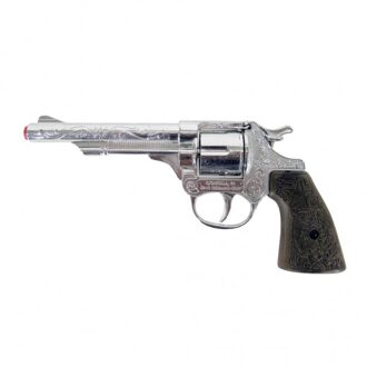 Cowboy verkleed speelgoed revolver/pistool metaal 8 schots plaffertjes - Verkleedattributen