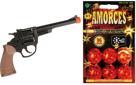 Cowboy verkleed speelgoed revolver/pistool - metaal - met 240 schots plaffertjes