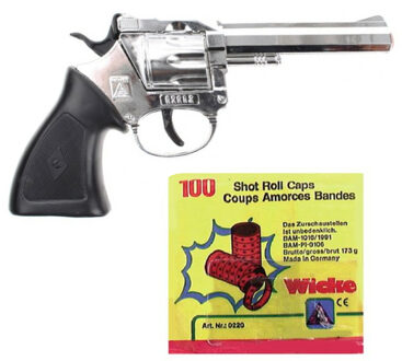 Cowboy verkleed speelgoed revolver/pistool - metaal - met rollen plaffertjes