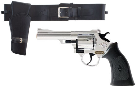 Cowboy verkleed speelgoed revolver - zilver - met riem holster - wapens - volwassenen