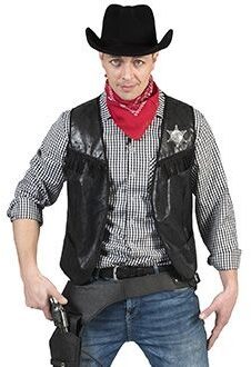 Cowboy Vest zwart volwassen