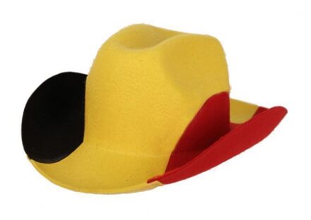 Cowboyhoed kleuren vlag Belgie - zwart geel rood - polyester Multi