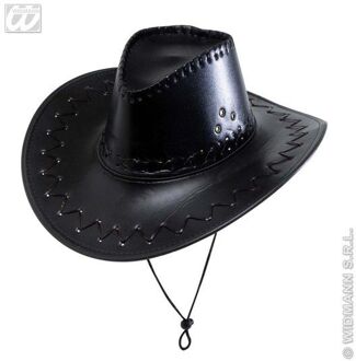 Cowboyhoed lederlook met decoratie Zwart