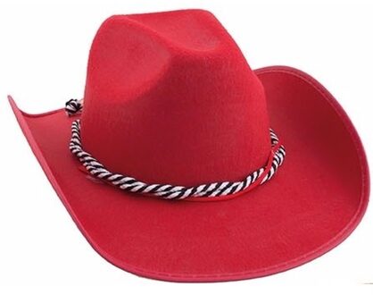 Cowboyhoed voor volwassenen - rood - Carnaval verkleed - Western - sheriff - cowboy - Verkleedhoofddeksels