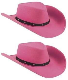 Cowboyhoed Wichita - 2x - roze - dames/heren - 59 cm - western/explores thema
