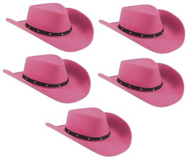 Cowboyhoed Wichita - 5x - roze - dames/heren - 59 cm - western/explores thema