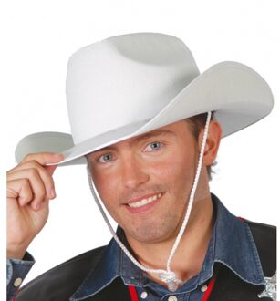 Cowboyhoed - wit - vilt - volwassenen - western hoed - verkleedhoed cowboy