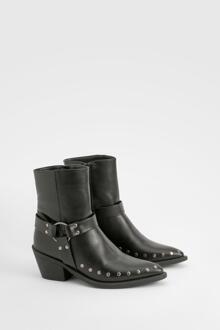 Cowboylaarzen Met Harnas, Studs En Studs, Black - 39