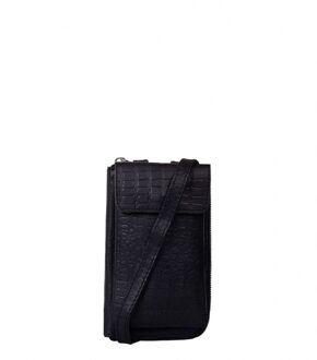 Cowboysbag Phone Purse Garston croco black Damestas Zwart - H 17.5 x B 9 x D 2