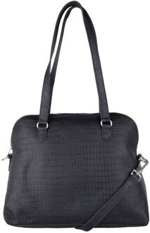 Cowboysbag Shoulderbag Winwick croco black handtas dames Zwart - H 27 x B 34 x D 13 cm