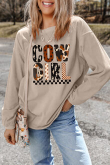 Cowgirl Graphic Geribbelde Sweatshirt - maat L Salie Groen