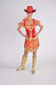 Cowgirl Toppers jurk rood/goud Rood - Zalm, Goud - Brons