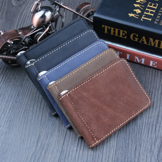 cowhide Genuine Leather Quality Men Money Clip Black Billfold Clamp For With Card Hold Luxury Credit magic Wallet