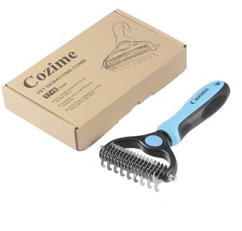 Cozime Duurzaam Removeing Haar Knoop Mat Dubbelzijdige Rvs Ronde Tanden Grooming Kam Tool Pet Dematting Kam