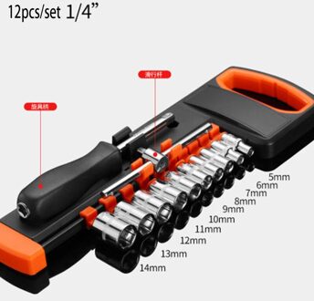 CR-V Ratelsleutel 1/2 "3/8" 1/4 "Wrench Tool Set Socket Set Professionele Auto Reparatie Tool 12stk 1-4