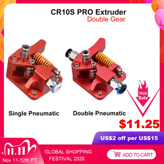 CR10S PRO Dual Gear Extruder Upgrade MK8 Extruder for Ender 3/5 CR10S PRO 1.75mm 3d Printer Parts Feed double pulley Extruder