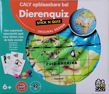 Craenen B.V.B.A. Stick N Quiz 42 opblaasbare wereld bal + Spel dieren & quiz