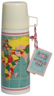 Craenen B.V.B.A. Thermosfles + beker vintage world map