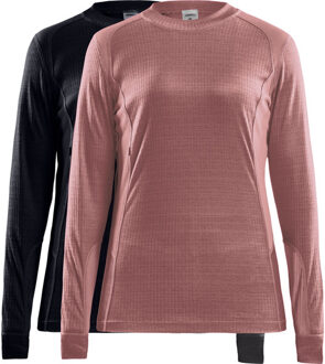 Craft Core 2-Pack Baselayer Longsleeve Dames zwart/roze - XL