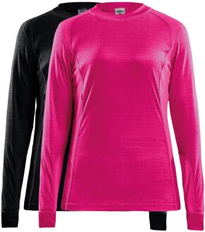 Craft Core Baselayer Thermo Shirt Dames (2-pack) roze - zwart - L