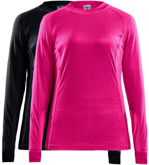 Craft Core Baselayer Thermo Shirt Dames (2-pack) roze - zwart - L