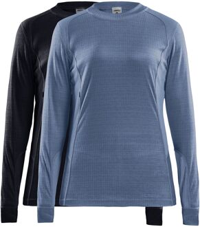 Craft Core Baselayer Thermo Shirts Dames (2-pack) blauw - zwart - XS