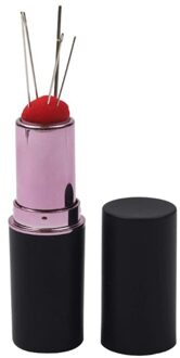 Craft Lippenstift Vormige Naalden Pin Kussen Met 5 Naalden Speldenkussen Draaibare Naald Houder Naaien Tool Accessoires zwart a