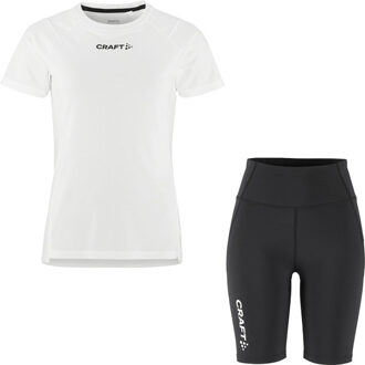 Craft Shirt Korte Legging Set Dames wit