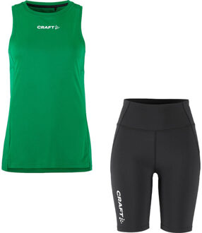 Craft Singlet Korte Legging Set Dames groen