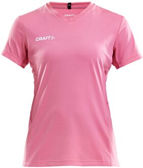 Craft Squad Jersey Solid SS Shirt Dames Sportshirt - Maat L  - Vrouwen - roze/wit