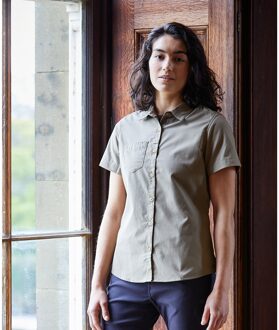 Craghoppers Dames/dames Expert Kiwi Shirt met korte mouwen (Kiezelbruin) Bruin/groen - EU 40 / UK 12