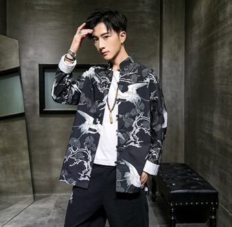 Crane Traditionele Chinese Blouse Hanfu Kung Fu Outfit Chinese Jas Shanghai Tang Pak Oversized Chinese Mandarijn Jas FF2324 5XL